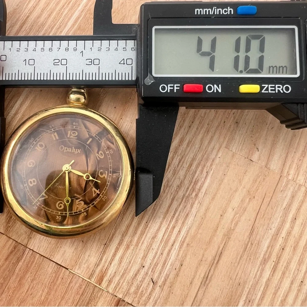Opalyx gold tone brown dial pocket watch NEW BATTERY